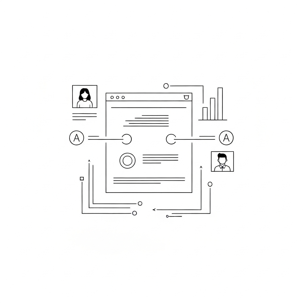 Minimalist icon of AI processing website information